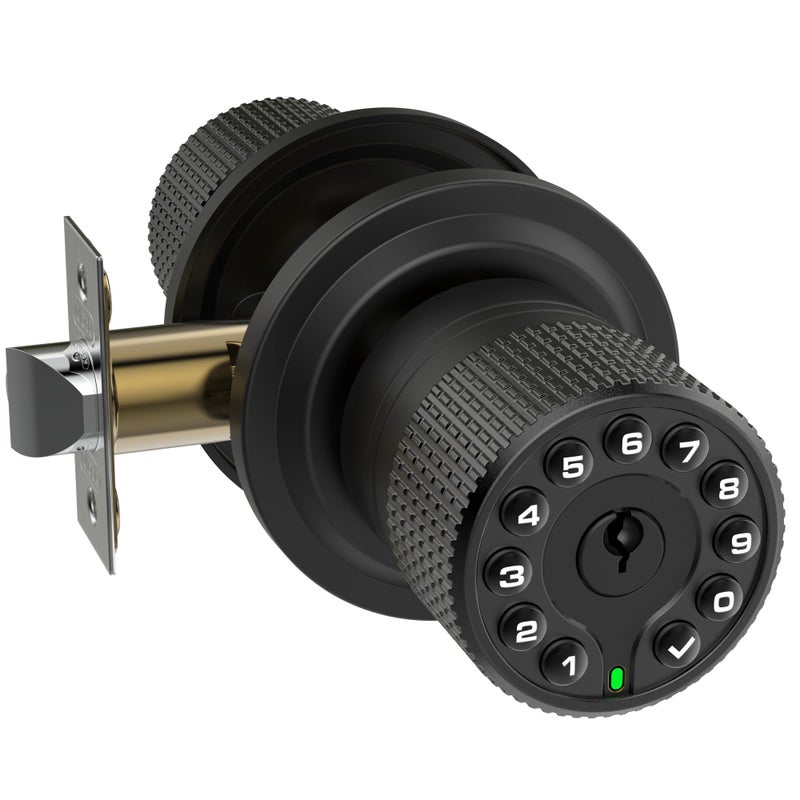 iulock Keypad & Key Smart Door Lock, 50 User Codes, Waterproof, Auto Lock - Matte Black - Image 1