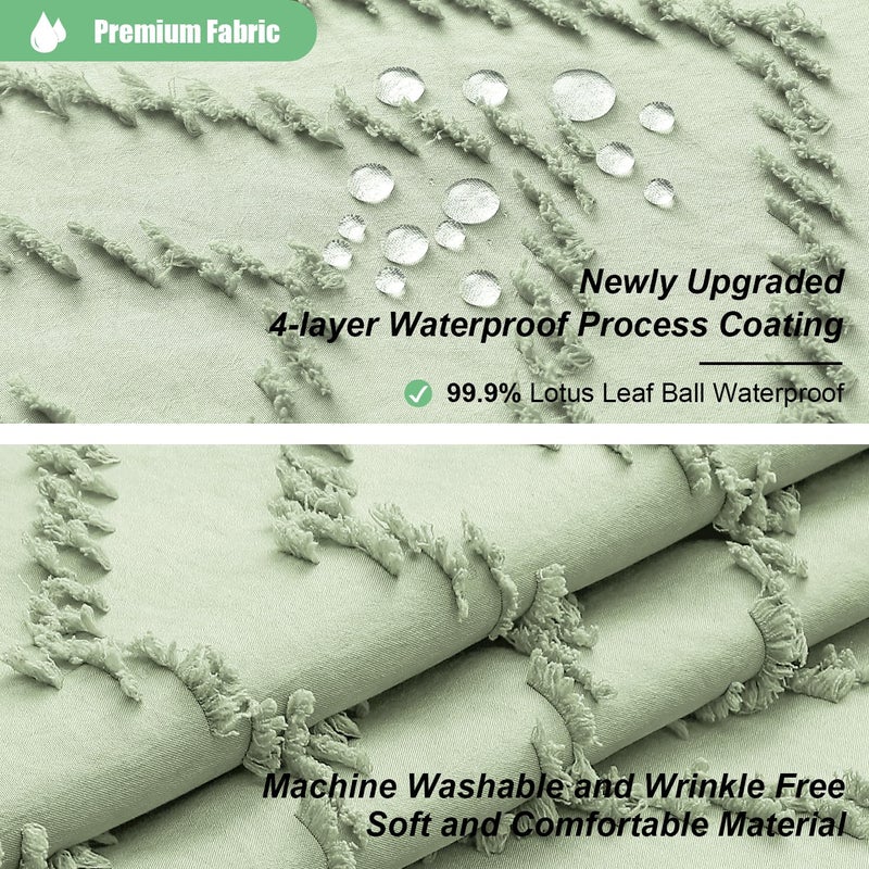 Dynamene ستائر دش طويلة دش طويلة طولها 96 بوصة بوهو معنقدة شيفرون ستائر دش مخطط للدشات للحمام طويل القامة ماء مقاومة للماء الستار مع 12 هوك المريمية الأخضر 72x96 - Image 2