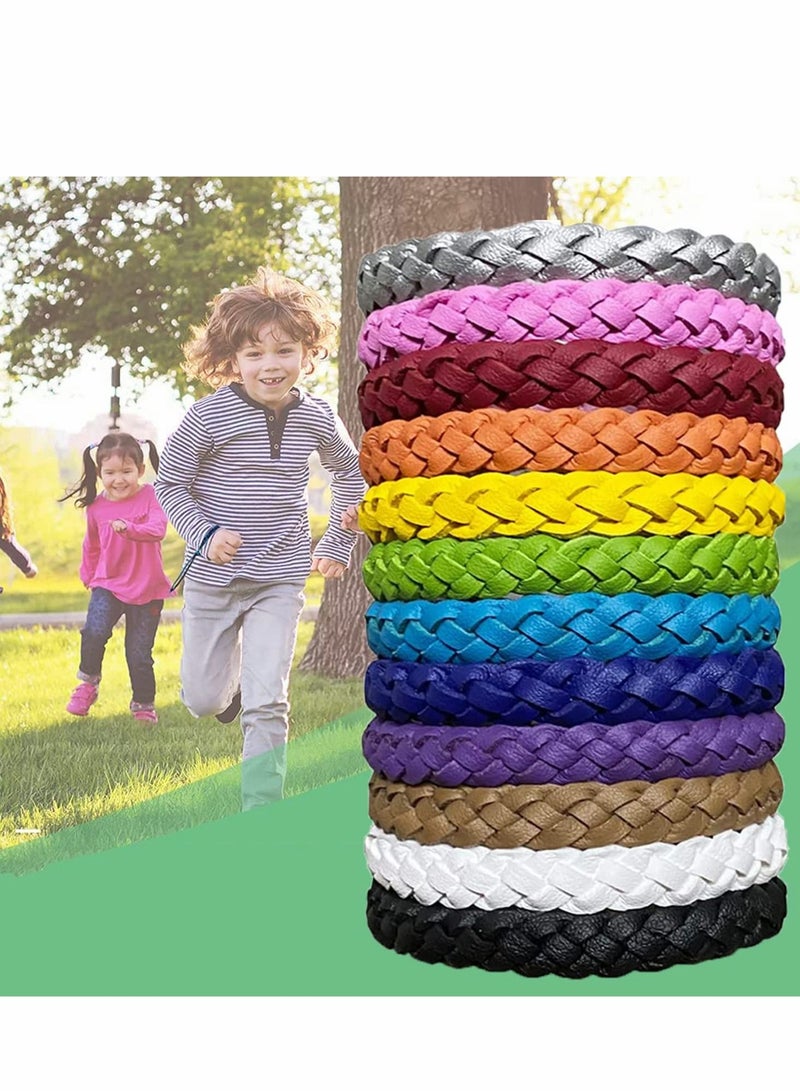 SYOSI Mosquito Repellent Bracelets, Individually Wrapped PU Leather Mixed Color Bands for Kids & Adults Outdoor Camping Fishing Traveling, Insect Killer Natural Ingredient 12 Pack - Image 1