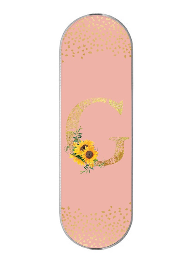 3-In-1 Universal Mobile Phone Grip Holder- Custom Monogram Initial Letter Mandala Floral Pattern Alphabet - G (Rose Pink)