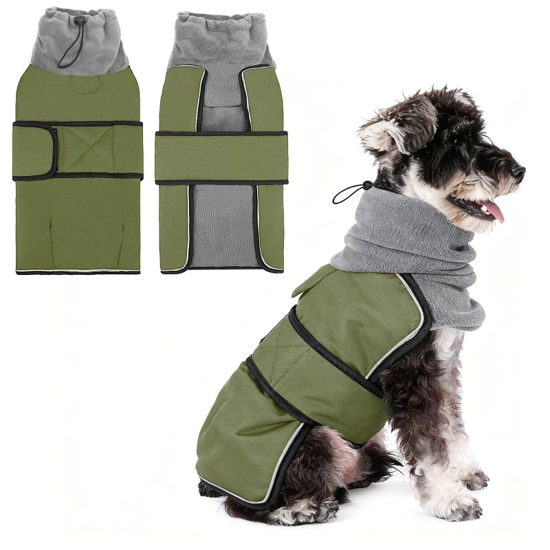 KOOLTAIL Dog Winter Coat for Small Medium Dogs, Waterproof&Windproof Puppy Jacket with Fleece Lining and High Collar for Cold Weather, Reflective Warm Pet Snowsuit Vest Clothes with Leash Hole,Green S - Image 1