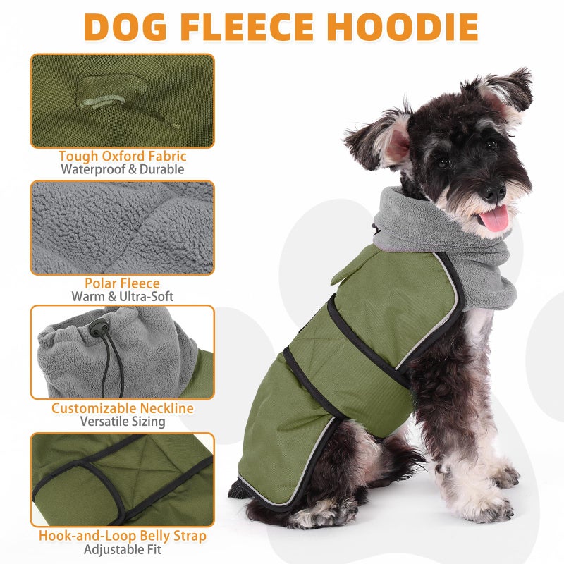 KOOLTAIL Dog Winter Coat for Small Medium Dogs, Waterproof&Windproof Puppy Jacket with Fleece Lining and High Collar for Cold Weather, Reflective Warm Pet Snowsuit Vest Clothes with Leash Hole,Green S - Image 4