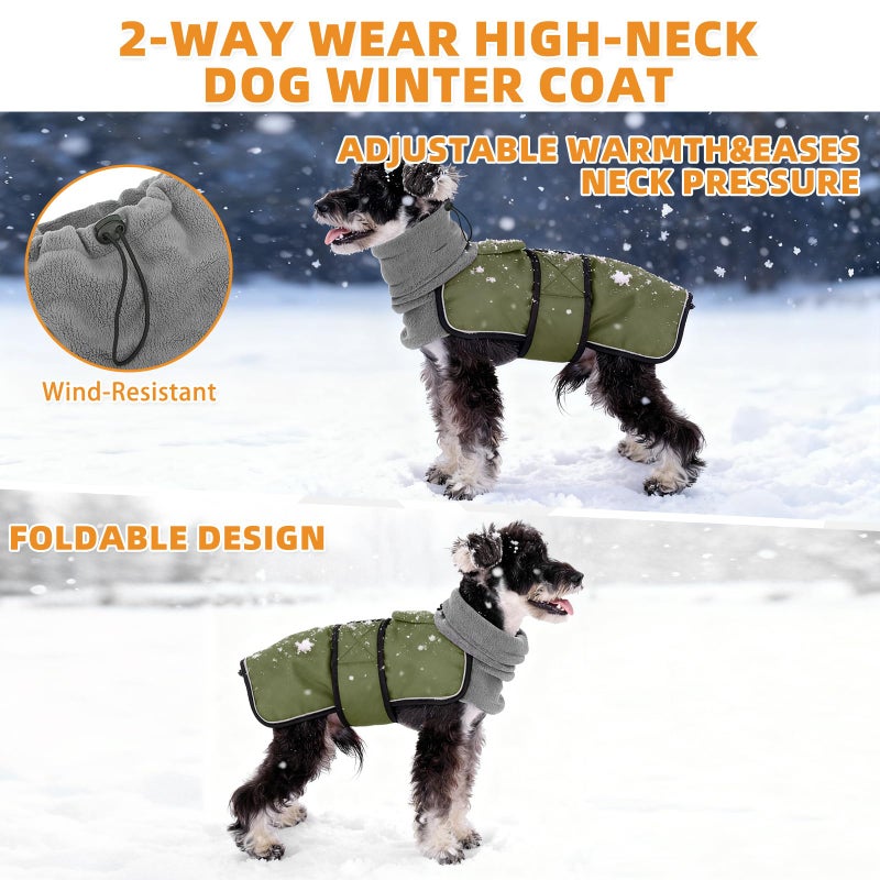 KOOLTAIL Dog Winter Coat for Small Medium Dogs, Waterproof&Windproof Puppy Jacket with Fleece Lining and High Collar for Cold Weather, Reflective Warm Pet Snowsuit Vest Clothes with Leash Hole,Green S - Image 5