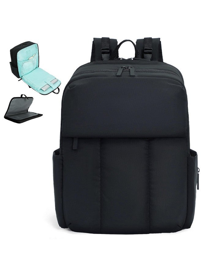 MOMINSIDE حقيبة ظهر حفاضات MOMINSIDE - حقيبة حفاضات مبطنة كبيرة جدًا - حقيبة حفاضات نيونبرين مبطنة للأطفال لولدين وبنتين، وسادة تغيير كبيرة، أحزمة عربة، 15 جيب، أسود - Image 1