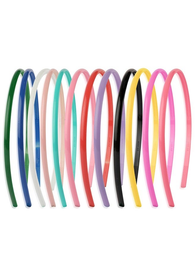 Seeotwo 12 Pieces Premium Plastic Hairband Sports Yoga Multi Style Non-Slip Multi Colour Glossy Korean Headband Unisex Fashion Adjustable Hair Band for Women, Girls, Teens, Men (Multicolor, 12) - Image 1