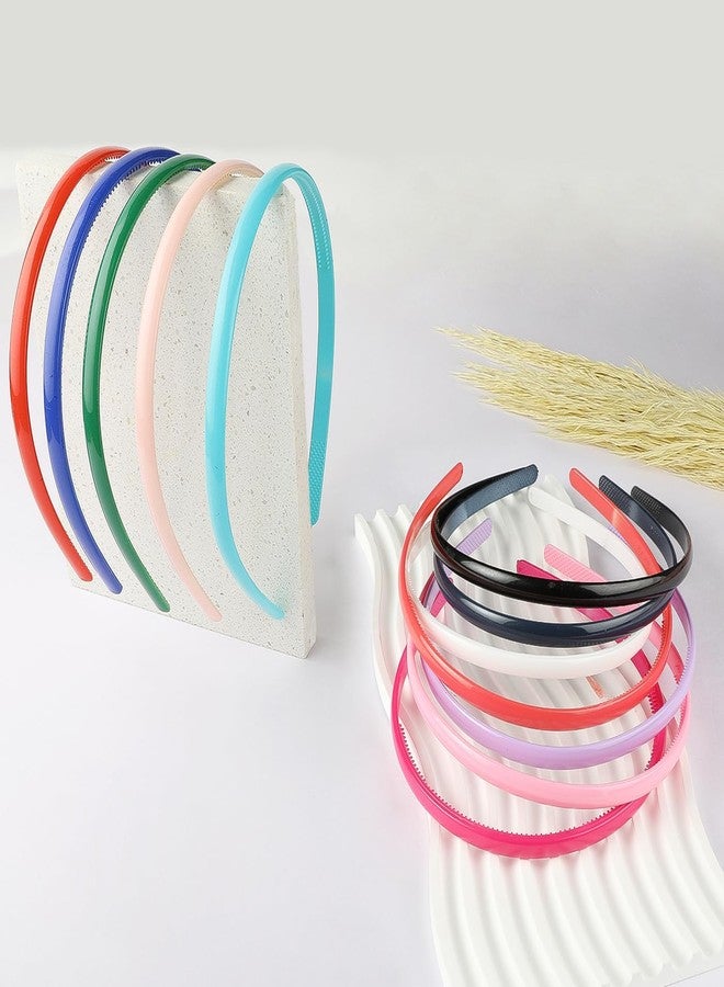 Seeotwo 12 Pieces Premium Plastic Hairband Sports Yoga Multi Style Non-Slip Multi Colour Glossy Korean Headband Unisex Fashion Adjustable Hair Band for Women, Girls, Teens, Men (Multicolor, 12) - Image 4