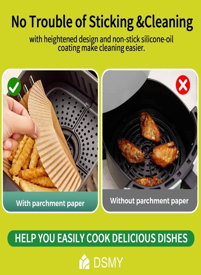 DSMY Air Fryer Liners Disposable 200 PCS, 8 Inch Air Fryer Parchment Paper Liners for 5-8QT Non-Stick Oil-proof for Frying, Baking, Roasting Microwave (Square) - Image 2