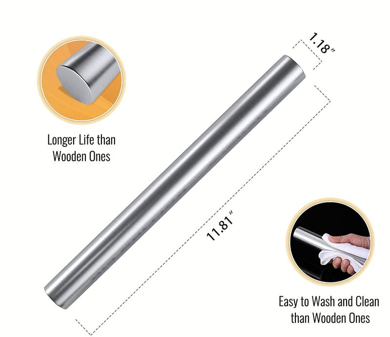 tonchean Stainless Steel Cutting Board with Lip, Extra Large Stove Top Chopping Board Pastry Board Kneading Board Noodle Boards 32â€x 20â€ with Rolling Pin - Image 5