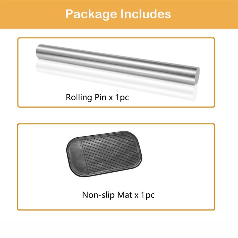 tonchean Stainless Steel Cutting Board with Lip, Extra Large Stove Top Chopping Board Pastry Board Kneading Board Noodle Boards 32â€x 20â€ with Rolling Pin - Image 3