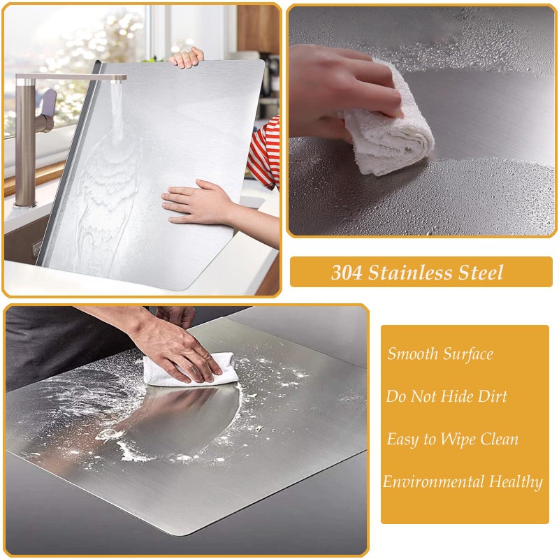tonchean Stainless Steel Cutting Board with Lip, Extra Large Stove Top Chopping Board Pastry Board Kneading Board Noodle Boards 32â€x 20â€ with Rolling Pin - Image 2