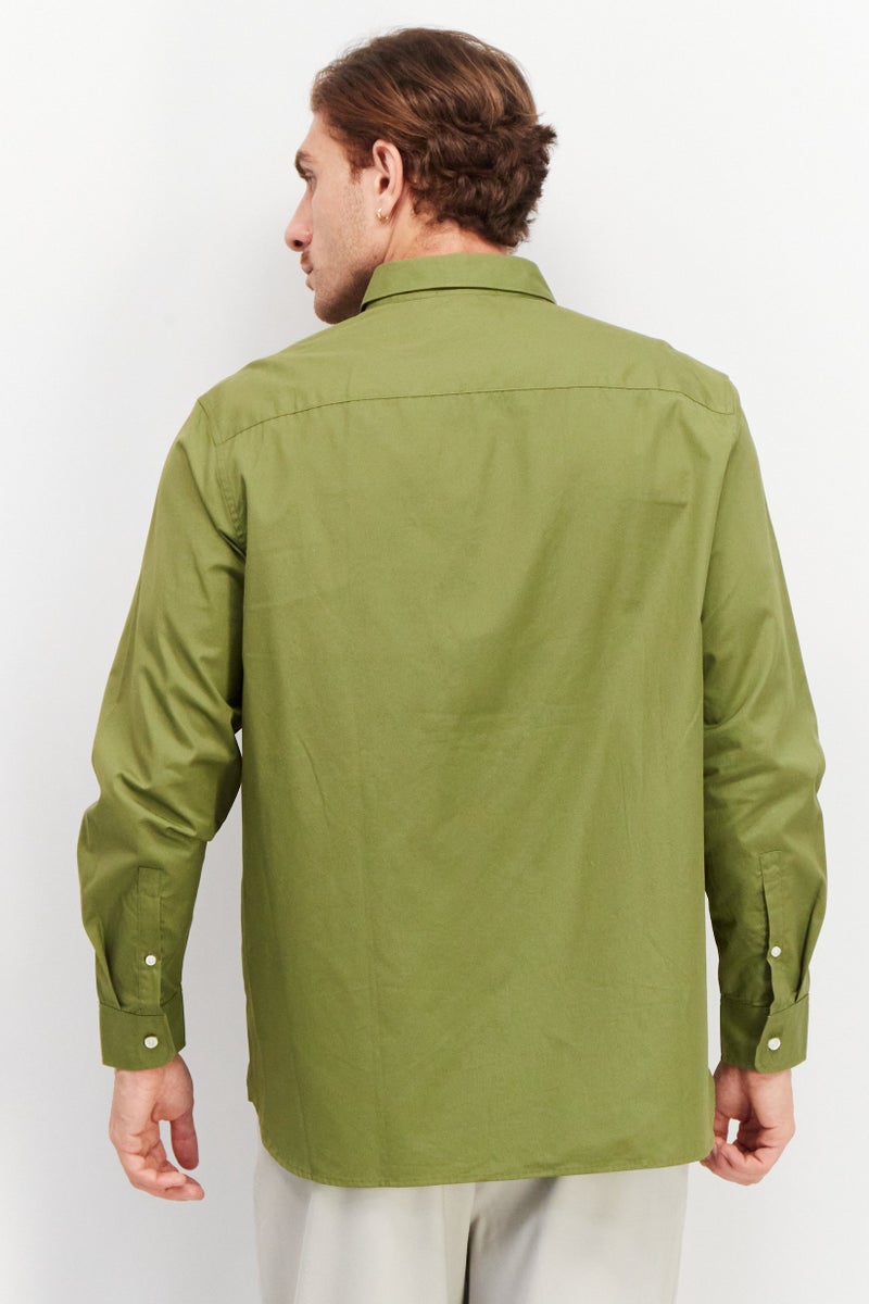 Aigle Men Regular Fit Long Sleeve Plain Casual Shirt, Green - Image 2
