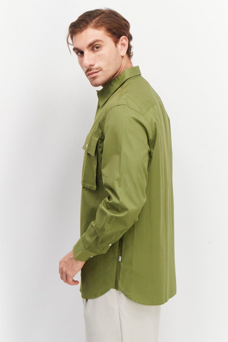 Aigle Men Regular Fit Long Sleeve Plain Casual Shirt, Green - Image 4