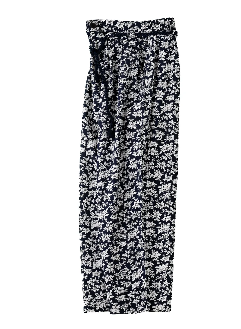 Jelliene Girls Black Floral Wide Leg Pants
