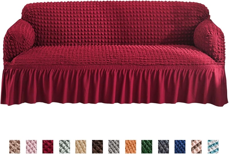 Sofa Cover for Living Room Couch Protector with Skirts Unique Soft Slipcover for Home for Couch Cushion(Color 6,3-Seater(190-230cm)) - Image 2