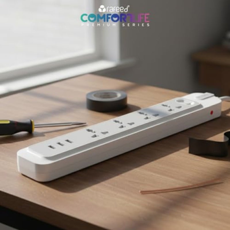 Power Extension 13A from - 4 Gang, Extension Cord Cable with 3 USB Ports 2 USB-A + 1 USB-C and Master Switch, Surge Protected (5, Meters) - Image 4