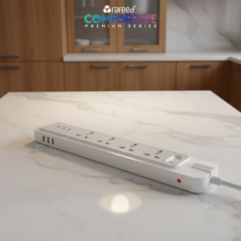 Power Extension 13A from - 4 Gang, Extension Cord Cable with 3 USB Ports 2 USB-A + 1 USB-C and Master Switch, Surge Protected (5, Meters) - Image 5
