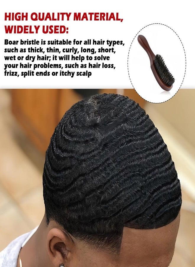 UPIQNG Hog Bristle Hair Brush Beechwood Mustache Brush Wooden Hair Styling Brush Handle Wave Hair Brush for Men Thick Coarse Hair - Image 5