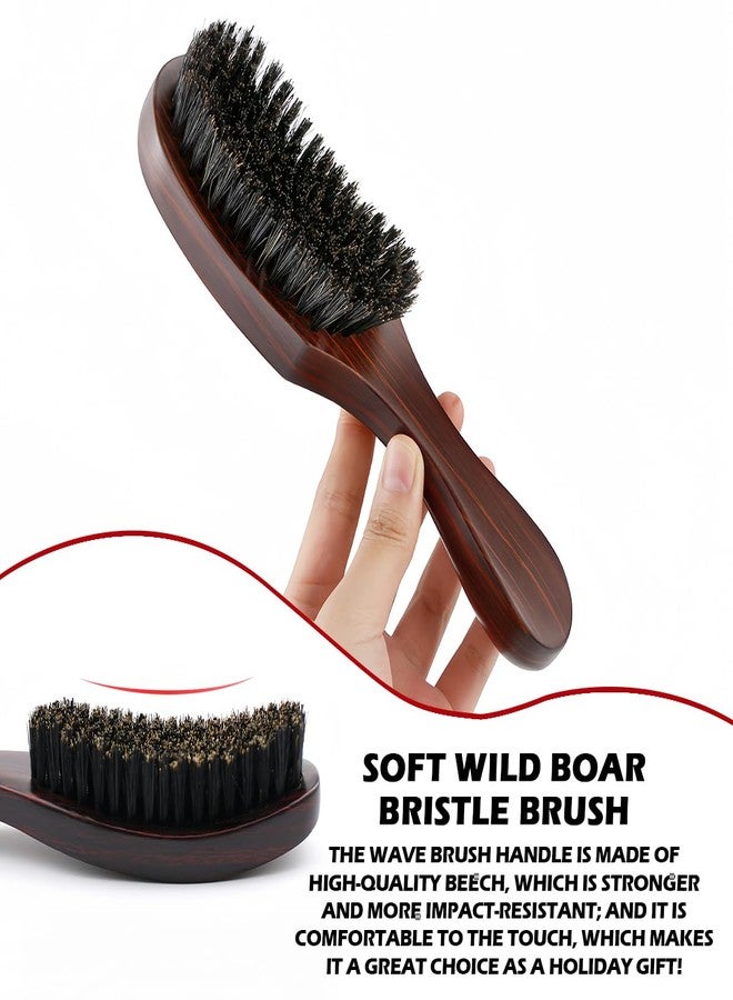 UPIQNG Hog Bristle Hair Brush Beechwood Mustache Brush Wooden Hair Styling Brush Handle Wave Hair Brush for Men Thick Coarse Hair - Image 4