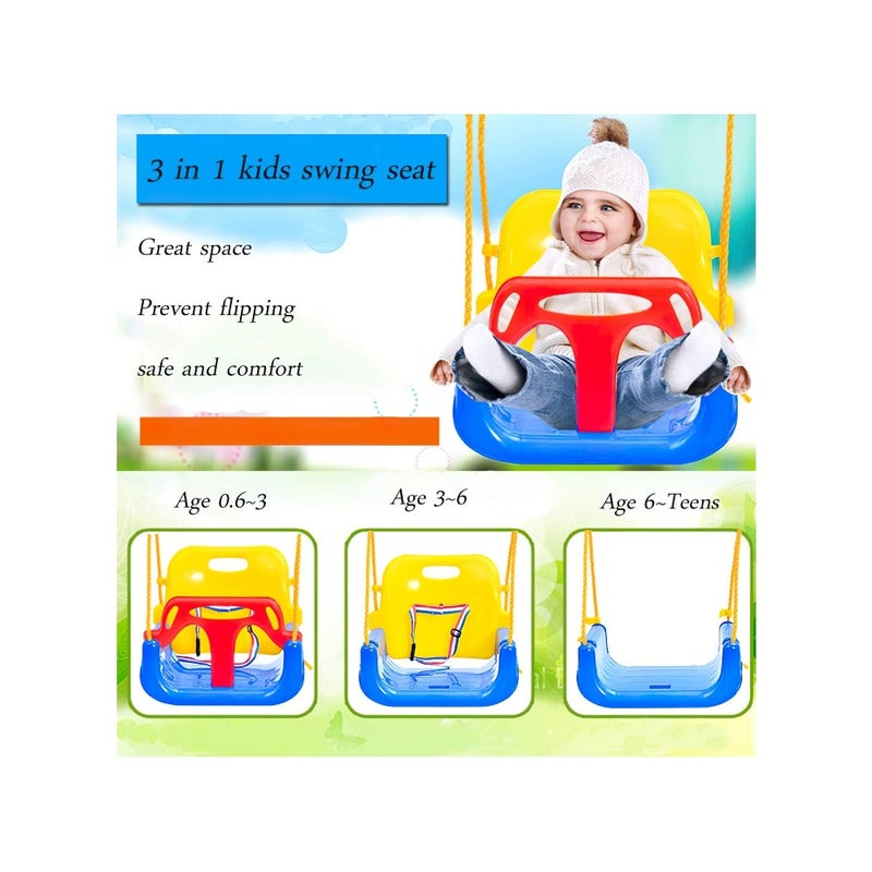 3-in-1 Toddler Swing Seat Baby Swing Outdoor Anti-Flip Snug and Secure Detachable Infants to Teens Swing Seat for Indoor Outdoor Blue - Image 3