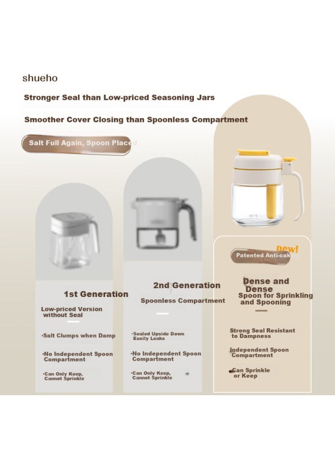 SHUEHO Shuke Middun Dun Seasoning Jar Salt Container Bottle Sealed Moisture-proof Storage Box Spice Container For Home Kitchen Seasoning Spoon Dual-use - Image 2