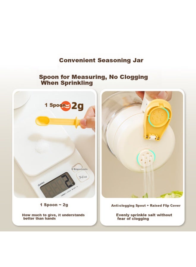 SHUEHO Shuke Middun Dun Seasoning Jar Salt Container Bottle Sealed Moisture-proof Storage Box Spice Container For Home Kitchen Seasoning Spoon Dual-use - Image 4