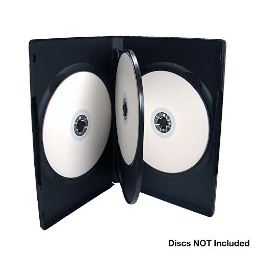 maxtek 25 Pack Maxtek Standard 14mm Black Quad 4 Disc DVD Cases with Double Sided Flip Tray and Outter Clear Sleeve - Image 3