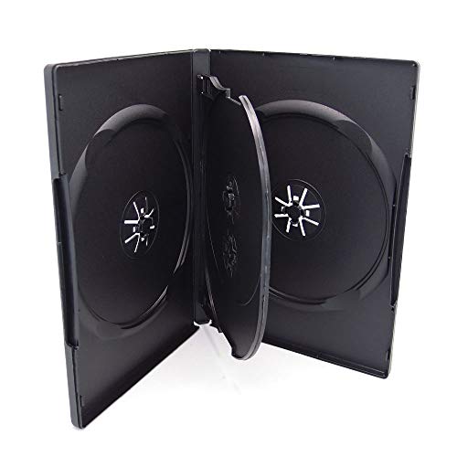 maxtek 25 Pack Maxtek Standard 14mm Black Quad 4 Disc DVD Cases with Double Sided Flip Tray and Outter Clear Sleeve - Image 5