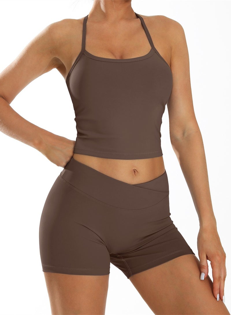 general 2 Piece Workout Sets For Women Tank Top Matching High Waist Booty Lifting Shorts Gym Yoga Active Wear Outfits  - Image 1