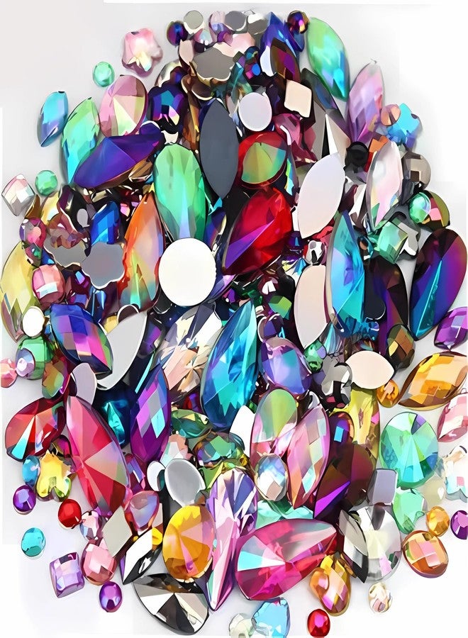 TKDUJH Mixed 1400pcs AB Colour Gems Jewels Flatback Rhinestones, Assorted Shapes Rhinestone for Crafts, Face Art Gem Jewel for Crafting, Acrylic Gemstones DIY Halloween Party Decorations (Muticolor AB) - Image 1