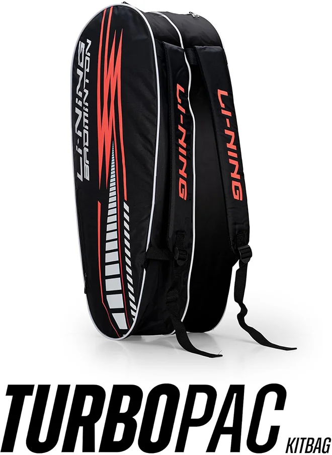لي-نينج Turbopac Double Zipper Polyester Badminton Kit Bag (Black)
