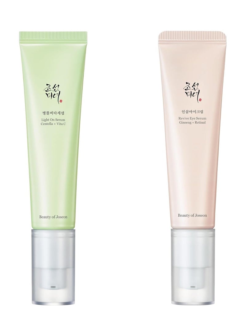قطعتان - مصل الوجه الخفيف Centella Plus Vita C 30 مل ومصل العين Revive Eye Serum Ginseng + Retinal 30 مل - قطعتان × 30 مل