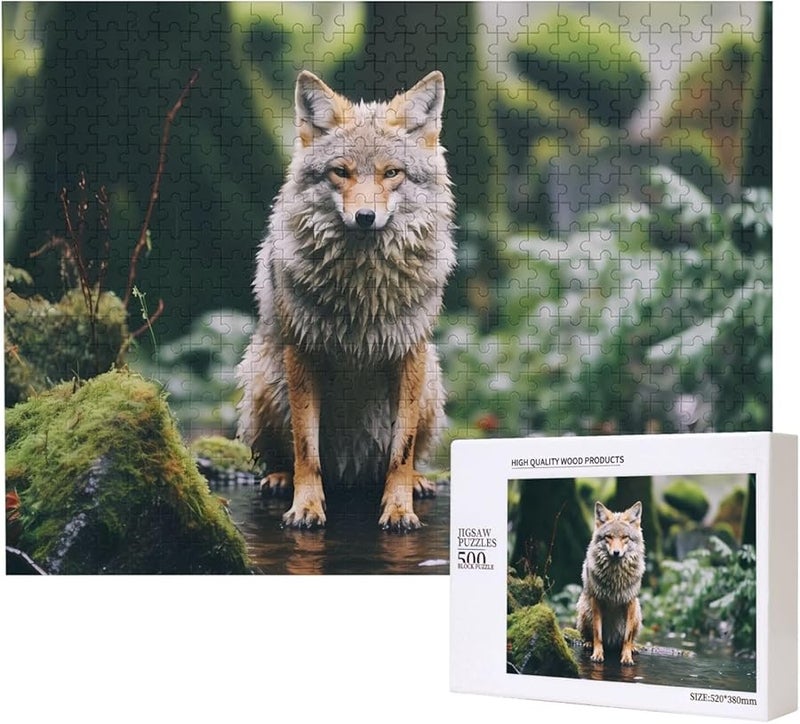 Phayah Wolf After Rain 500 Piece Jigsaw Puzzle For Adults Home Decor 20 4 X 15 Inches - Image 1