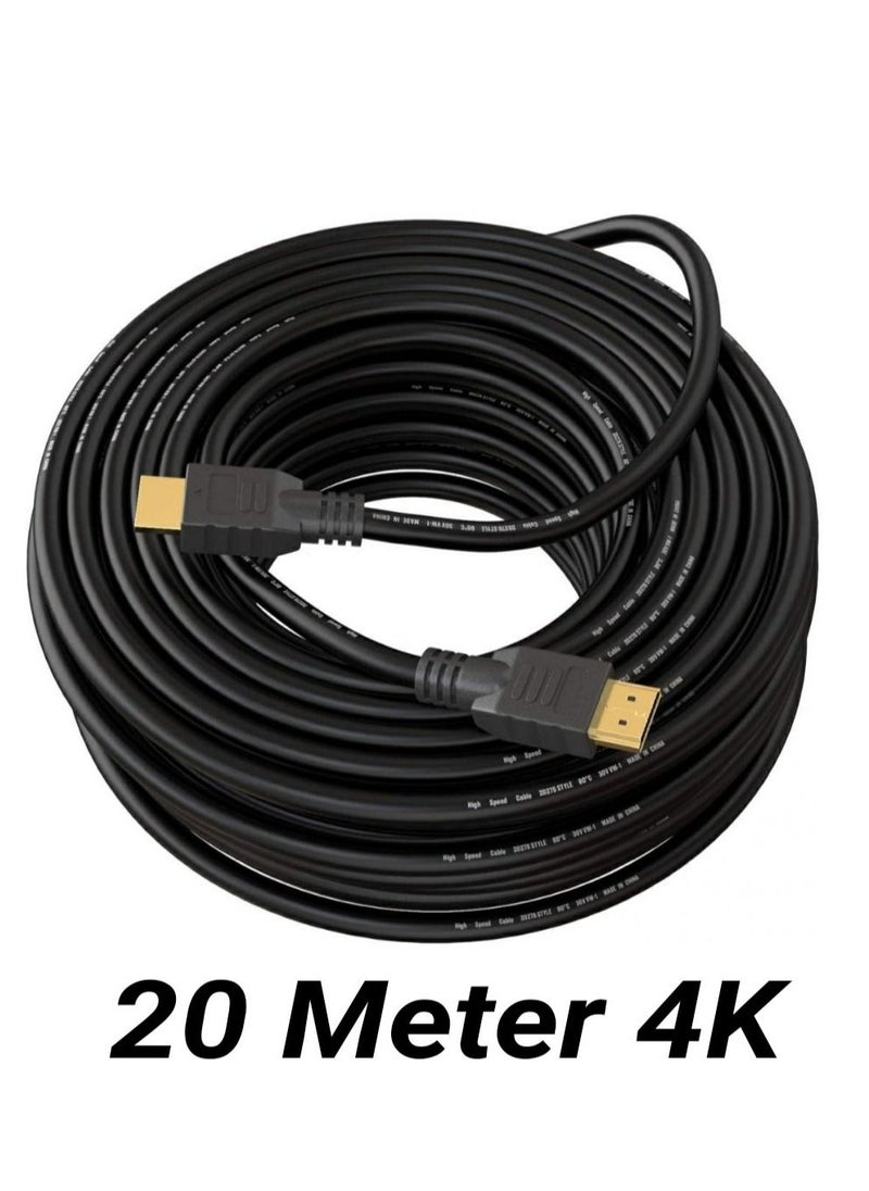 Haricom 20 Meter  HDMI Cable V1.4 by True High Quality HIGH SPEED Long Lead with Ethernet ARC 3D  Full HD 1080P PS4 Xbox One Sky HD TV Laptop PC Monitor CCTV  Black & Gold Plated  - Image 1