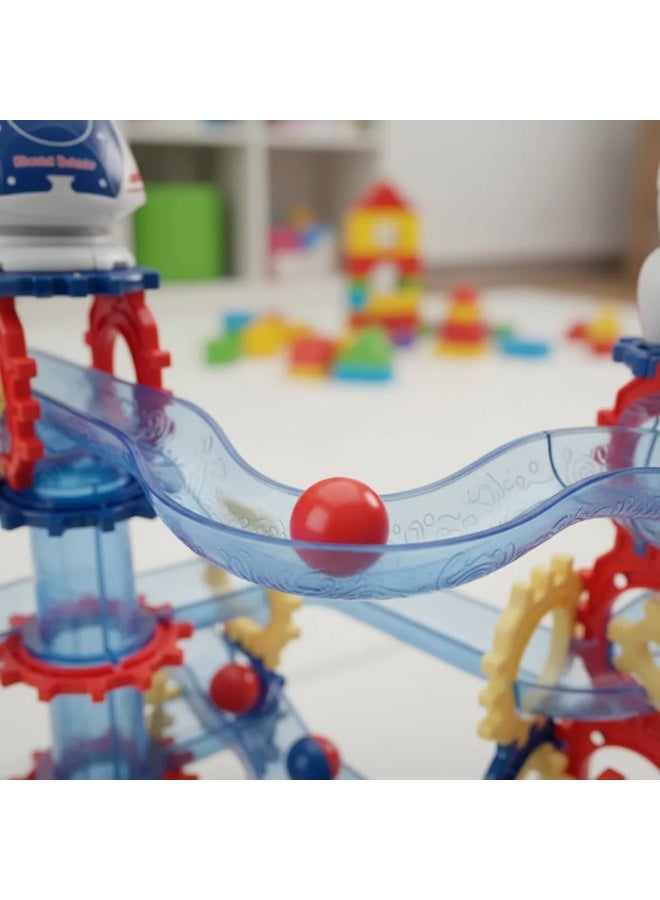 حديقة الألعاب مجموعة مكعبات بناء ماربل ران، 131 قطعة، مجموعة بناء مسار سباق الكرات المتدحرجة، لعبة متاهة مسار انزلاق STEM، لعبة تعليمية للأطفال الأولاد والبنات - Image 3