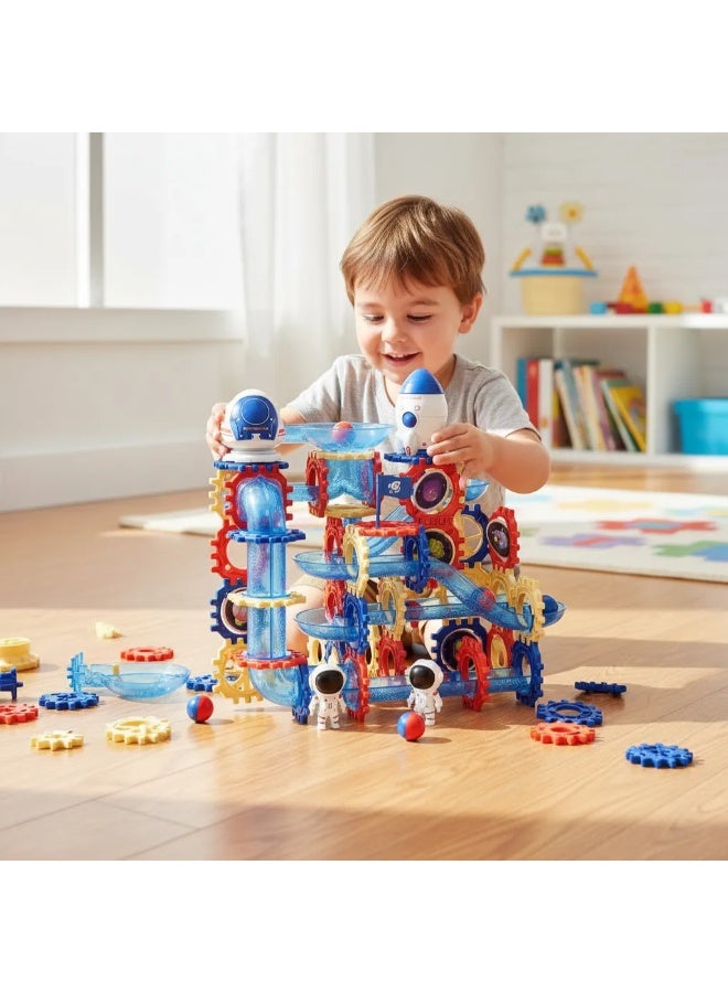 حديقة الألعاب مجموعة مكعبات بناء ماربل ران، 131 قطعة، مجموعة بناء مسار سباق الكرات المتدحرجة، لعبة متاهة مسار انزلاق STEM، لعبة تعليمية للأطفال الأولاد والبنات - Image 4