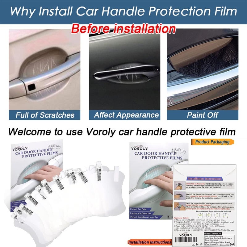 Voroly 10 PCS Car Door Handle Protector Universal Transparent Car Door Handles Cup Protector Car Door Scratch Protector Vinyl Films - Image 4