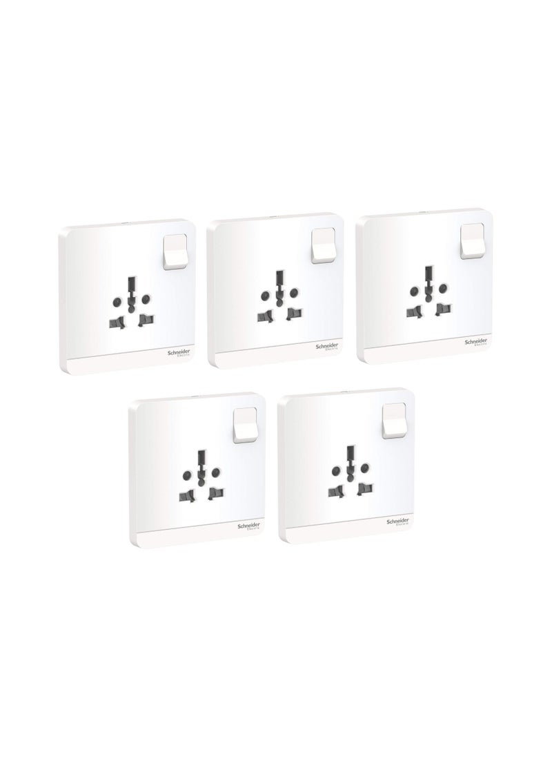 Schneider Electric Schneider Avataron E8315Ts_We Switched Socket 2P 3P 16A 250V - White - Pack of 5 