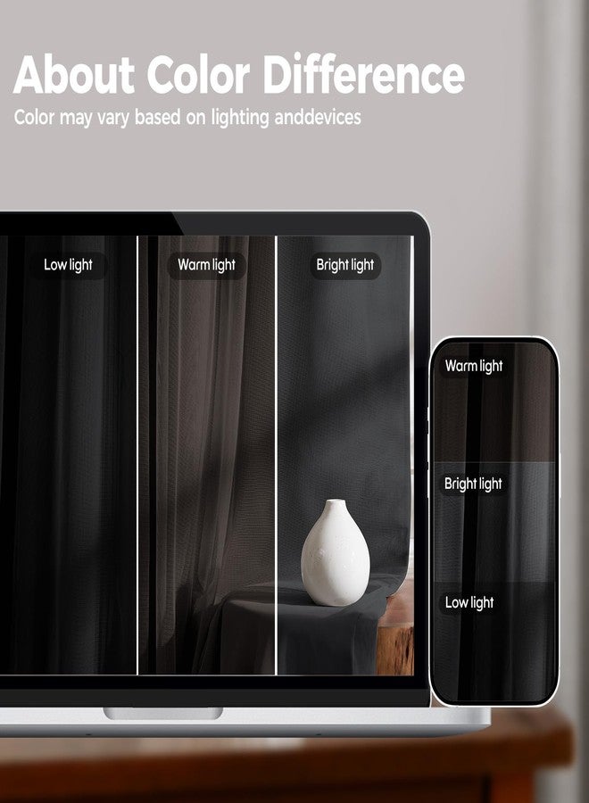 Swandream 100% Blackout Curtains for Bedroom, Double Layer Black Curtains, Black Out Curtain 84 inch Long with Sheer Overlay for Living Room, Room Darkening Window Drapes with Grommet, 52" W x 84" L - Image 5