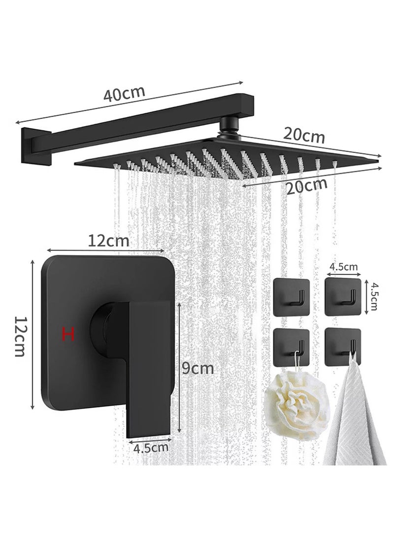 Bincoo Bathroom Shower Set, Copper Plating Large Square Head, Wall Accessories, Wall Mounted Rainfall Shower Thermostatic Valve Mixer Bathroom Shower for Bathtub (Black) - Image 4