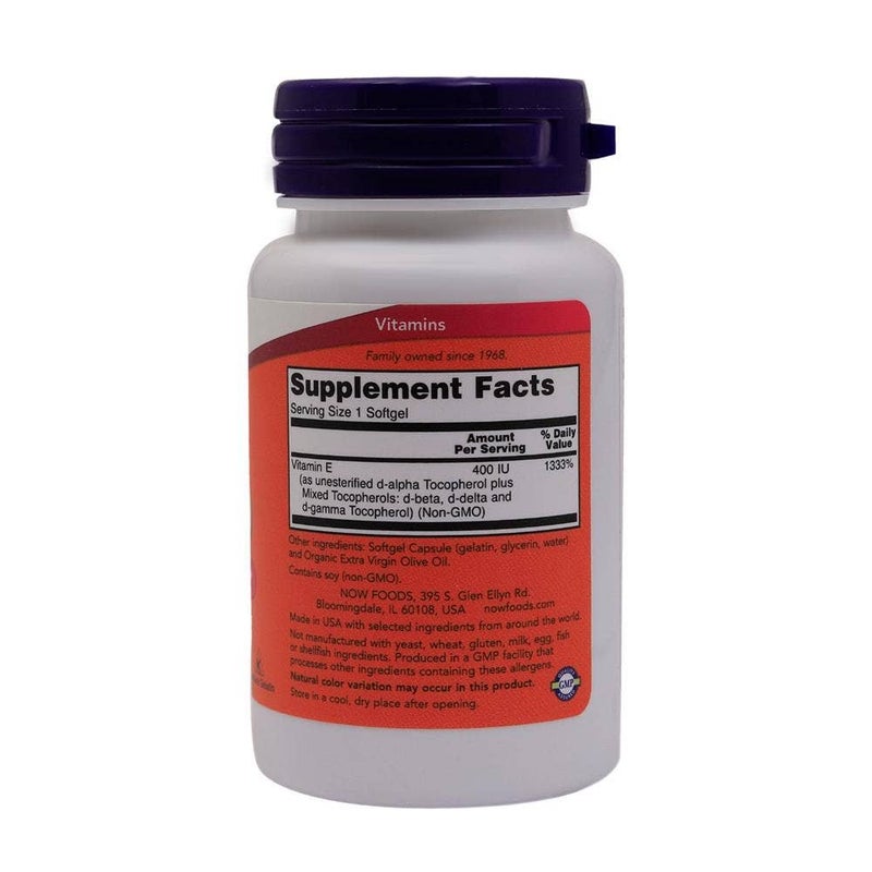 Now E-400 Vitamin E 400IU Antioxidant Softgel For Immune & Heart Support, Pack of 50's - Image 3