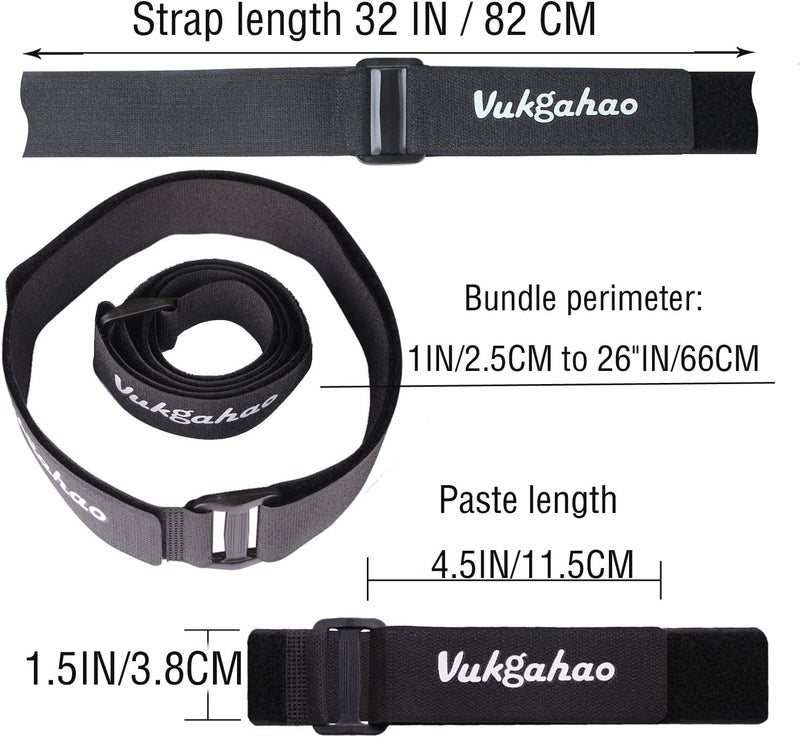 Vukgahao Bike Straps Bicycles Wheel Stabilizer Straps for Car Bike Rack/SUV Trunk Bike Rack, Versatile Adjustable Hook & Loop Straps Tie Downs Bike Stabilizer Straps (32"x1.5"x) Black - Image 4