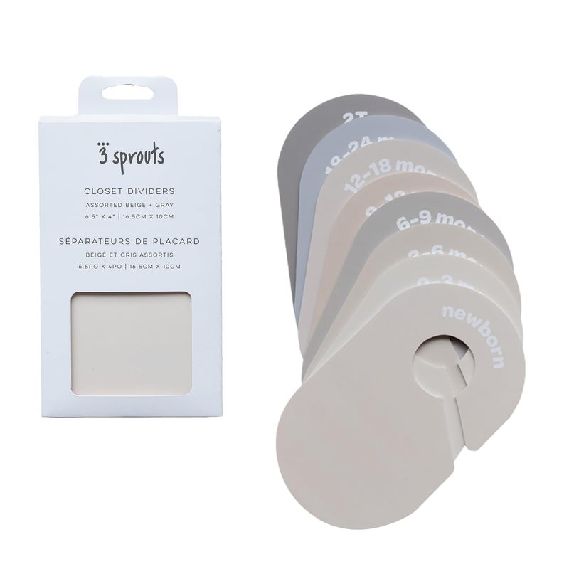 3 Sprouts Baby Closet Dividers 8-Piece Set Newborn to 2T - Double-Sided Organizer for Nursery Clothing Storage - Beige & Gray - Image 4