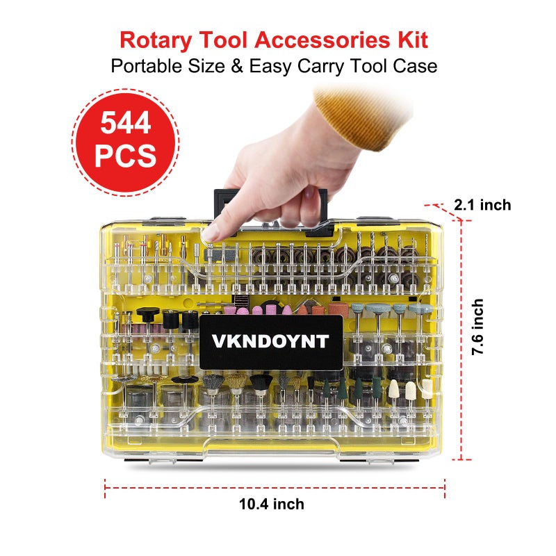 Vkndoynt 544-Piece Rotary Tool Accessories Kit, Universal Rotary Tool Bits for Easy Drilling, Cutting, Grinding, Sanding, Sharpening, Carving and Polishing, with Carrying Case - Image 4