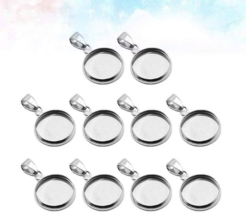 comfrt Jewelry Trays 20Pcs Blank Bezel Pendant Connector Trays Round Settings Base for DIY Jewelry Making Earring Necklace 14mm Oval Tray - Image 3