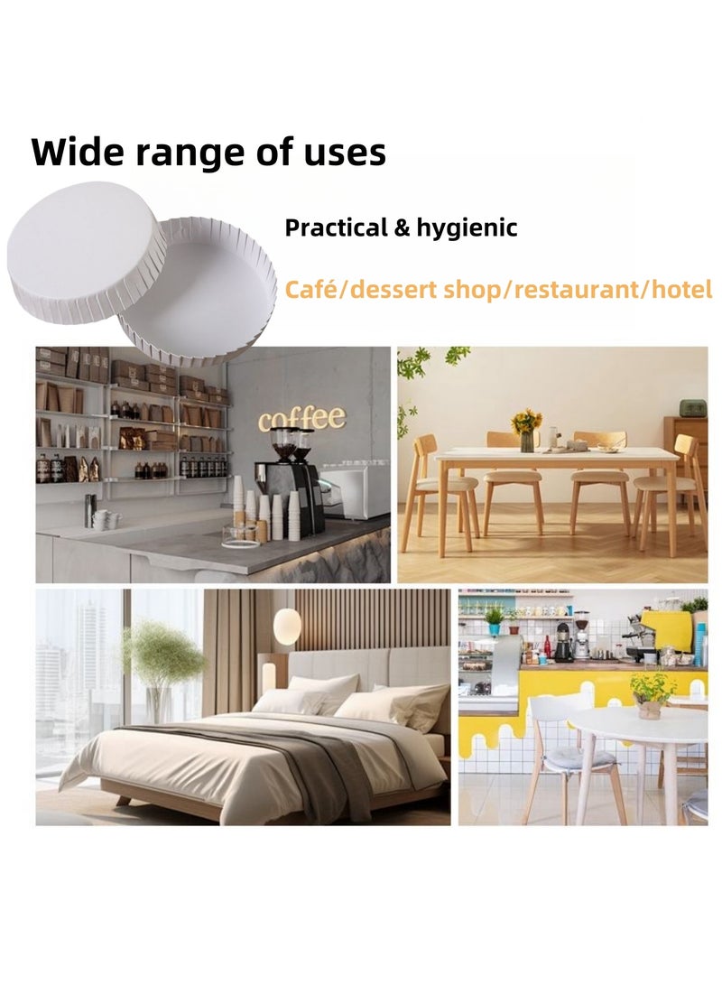 NOVOLAN Disposable Cup Lid, 150-Pack Absorbent and Heat-Resistant Paper Cup Covers, Dust & Dirt Preventive Drink Lids, Coffee Cup Covers for Home Kitchen, Cafés, Parties, for Hot & Cold Beverages 9cm - Image 2