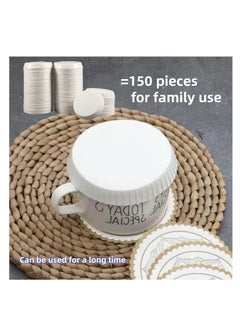NOVOLAN NOVOLAN Disposable Cup Lid, 150-Pack Absorbent and Heat-Resistant Paper Cup Covers, Dust & Dirt Preventive Drink Lids, Coffee Cup Covers for Home Kitchen, Cafés, Parties, for Hot & Cold Beverages 9cm  - Image 4