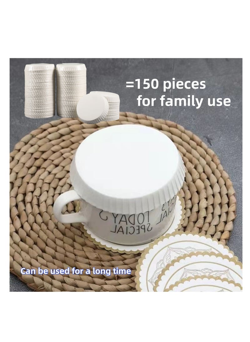 NOVOLAN Disposable Cup Lid, 150-Pack Absorbent and Heat-Resistant Paper Cup Covers, Dust & Dirt Preventive Drink Lids, Coffee Cup Covers for Home Kitchen, Cafés, Parties, for Hot & Cold Beverages 9cm - Image 4