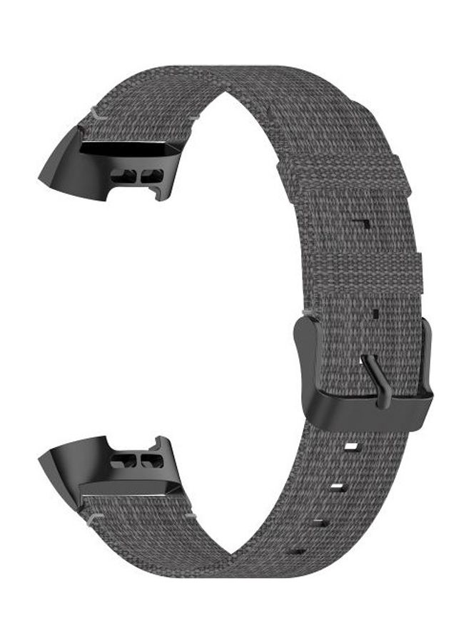 إسكدنيا Stainless Steel Head Grain Nylon Denim Replacement Strap Watchband For Fitbit Charge 4/3/3 SE Dark Gray - Image 4