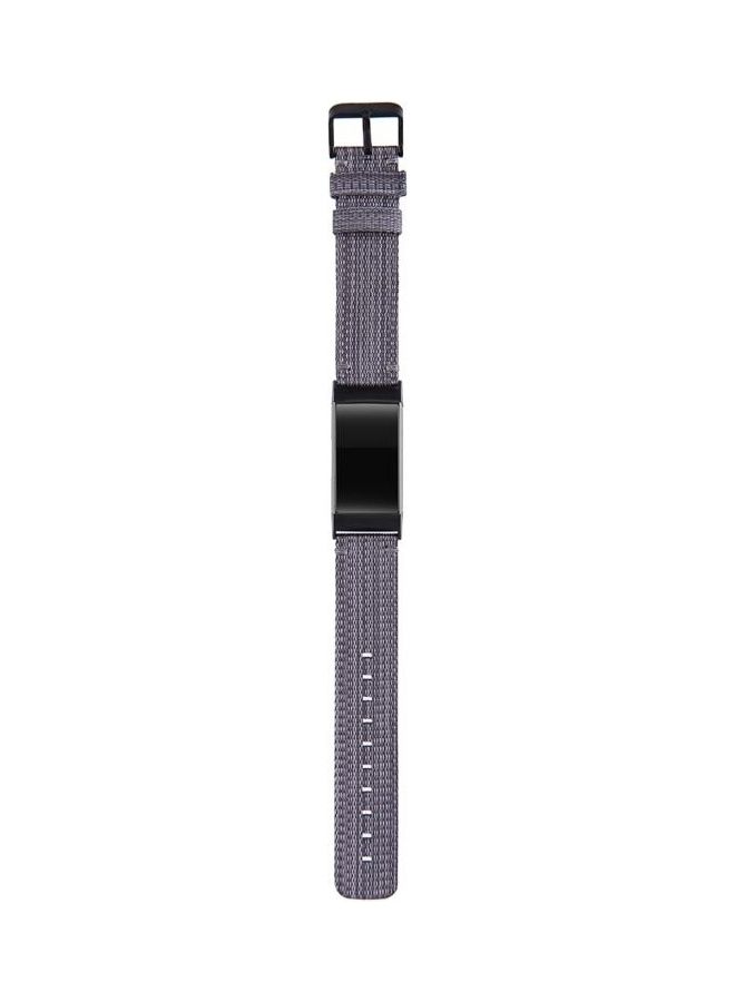 إسكدنيا Stainless Steel Head Grain Nylon Denim Replacement Strap Watchband For Fitbit Charge 4/3/3 SE Dark Gray - Image 2