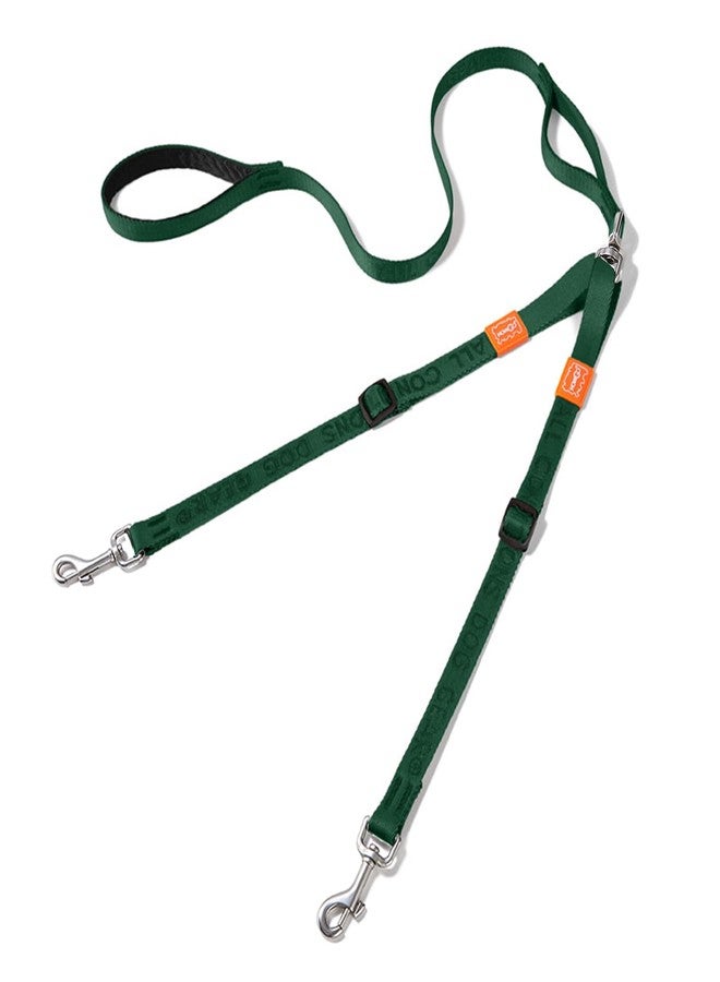 HOWGO Double Dog Leash, No Tangle 360° Swivel, Adjustable Two Padded Handles, Double Clip Dog Leash Coupler Splitter for 30~150 lbs Large and Medium Breeds (Green, 4/5'' x 4.8 FT, Std)